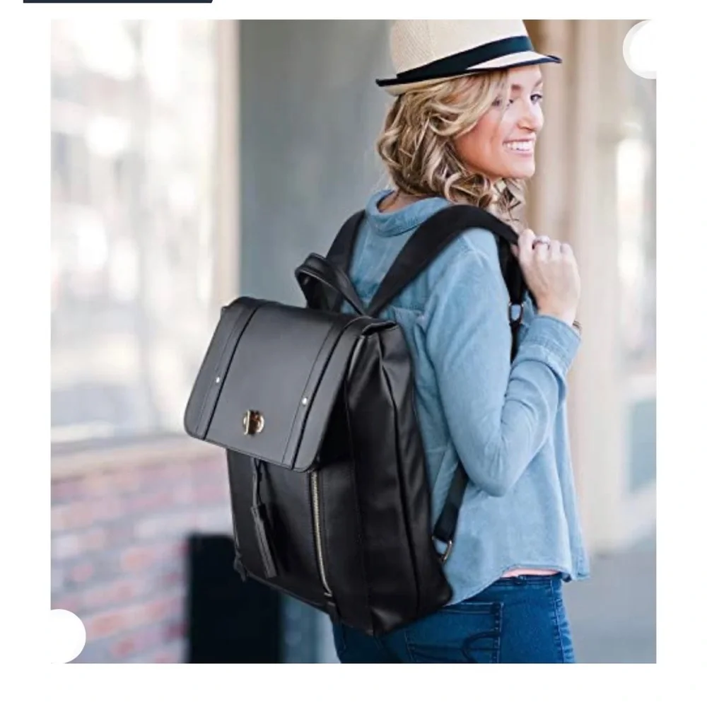 Black Faux Leather Backpack with Tassel Detail